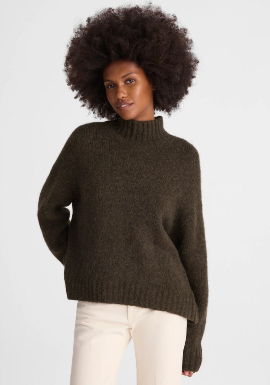 NWT Madewell Fluffy Wool Balham Sweater Alpaca-Blend Turtleneck Olive Green Sz M